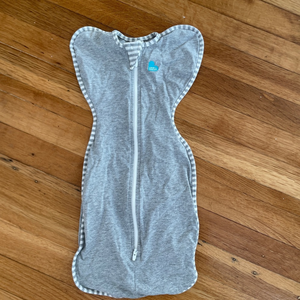 Love to Dream Gray Sleep Sack with Striped Trim